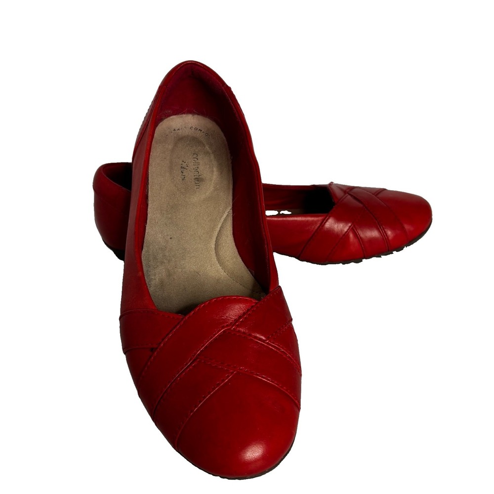 Clarks Collection Gracelin Mia Ballet Flat Shoe Red 9 Comfort Classic Casual